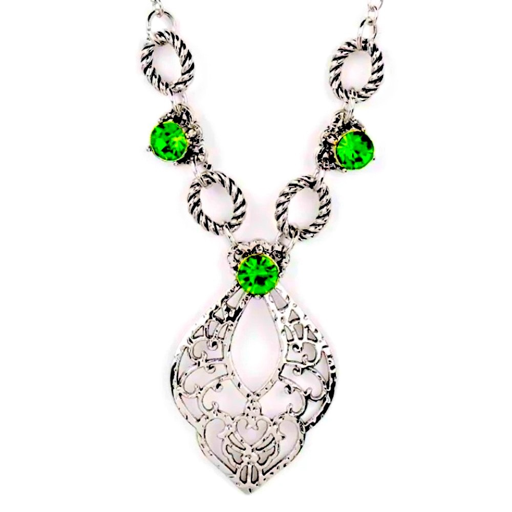 💚🟩💚 “CONTEMPORARY CONNECTIONS” GREEN NECKLACE WITH EARRINGS ~ PAPARAZZI ❗️💚🟩💚
